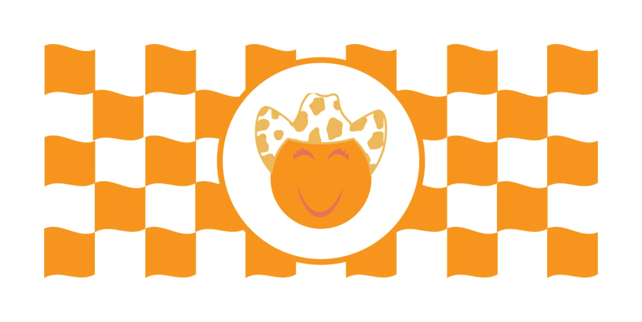 Can Glass Wrap Cowboy Hat Smiley Face Checkered