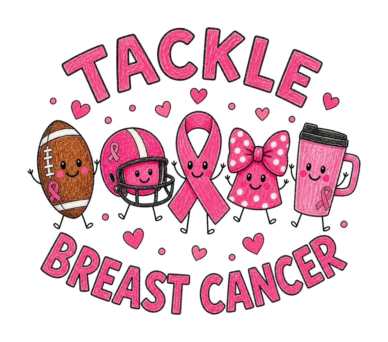 Tackle Breast Cancer Doodle Cute Football Variation A
