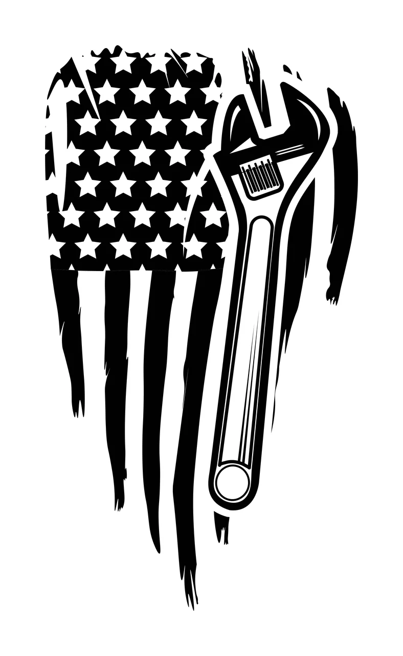 Distressed American Flag Adjustable Wrench Graphic positioned