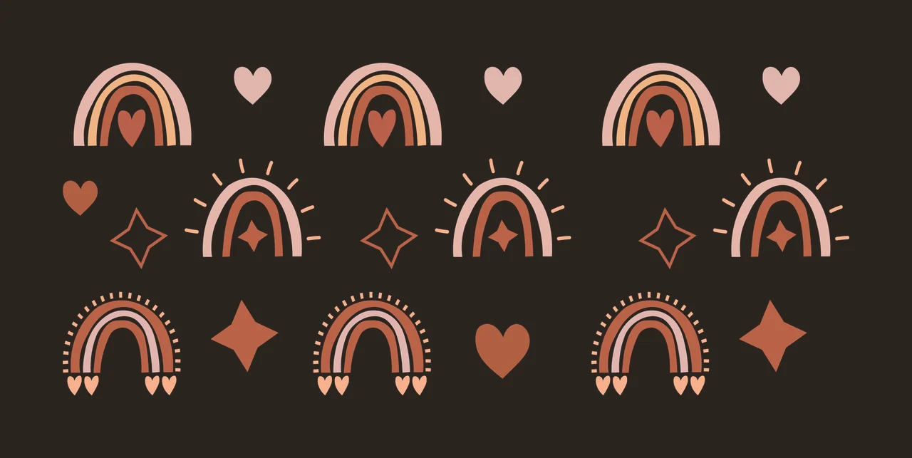 Can Glass Wrap Boho Rainbows Hearts And Stars minimalist black contrast preview thumbnail