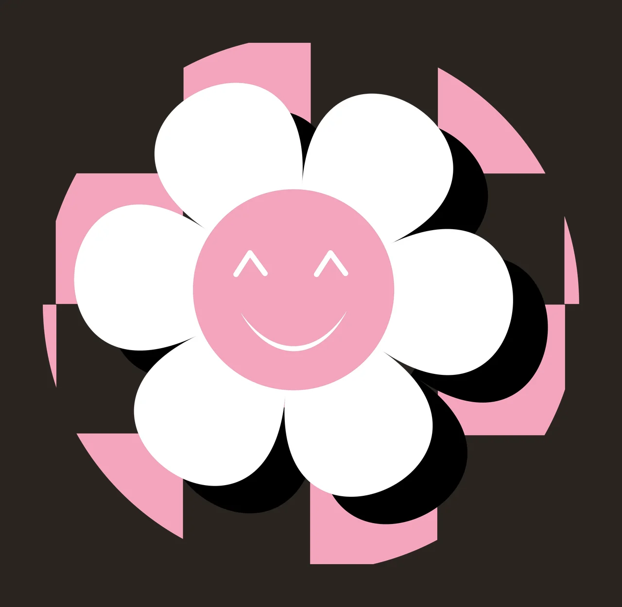 Keychain Smiling Flower Face Inside Circle black white smile contrast preview thumbnail