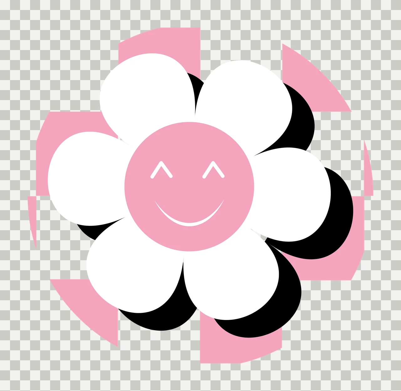 Keychain Smiling Flower Face Inside Circle black white smile transparency and detail preview thumbnail