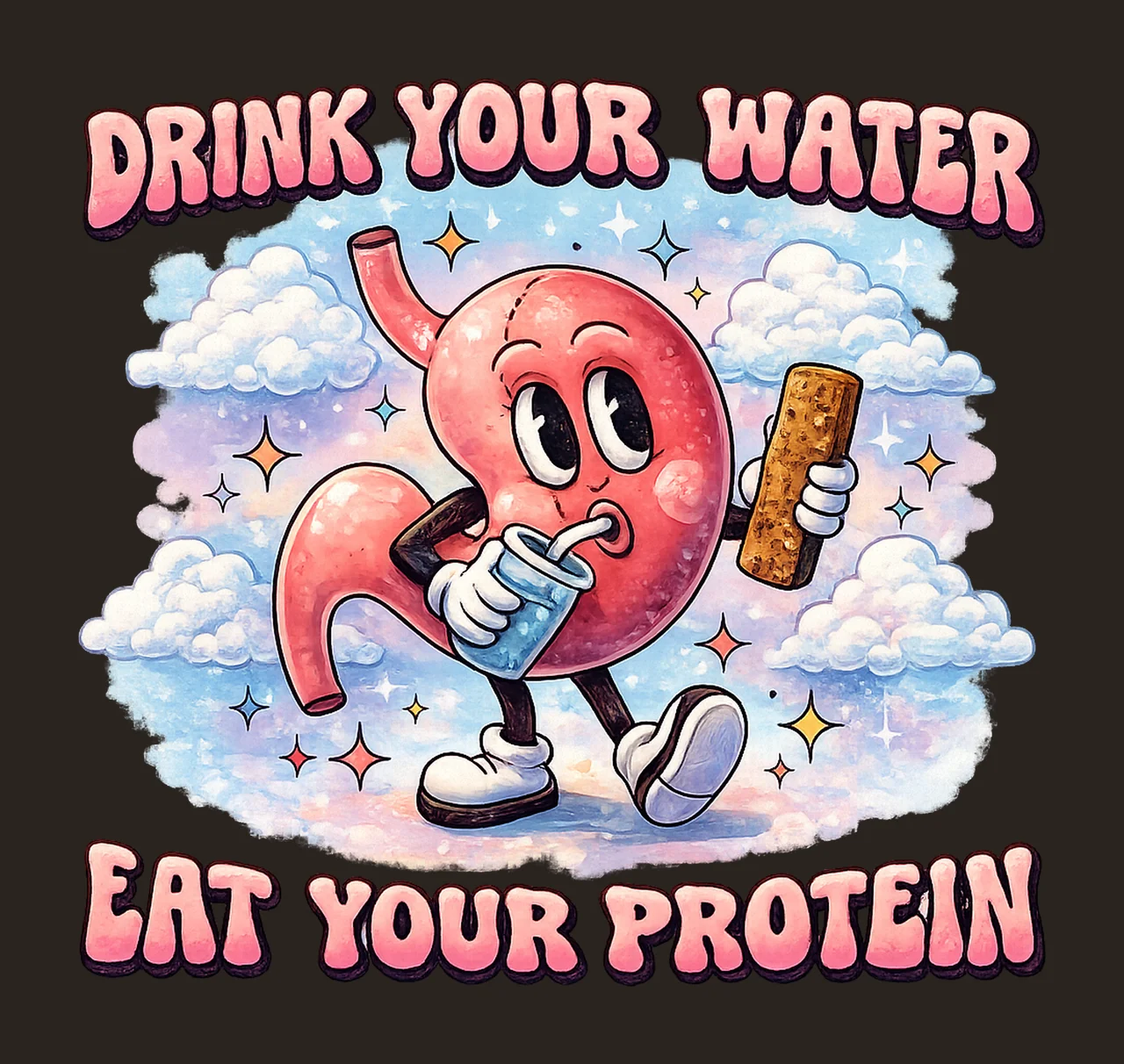 Drink Your Water Eat Your Protein Bariatric Sleeve Artwork contrast preview thumbnail