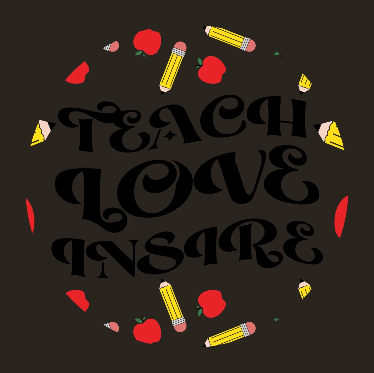 Keychain Teach Love Inspire Circular Text Pattern patterning contrast preview thumbnail