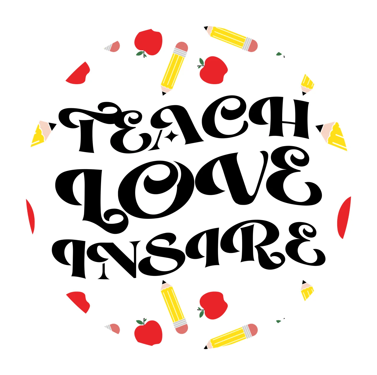 Keychain Teach Love Inspire Circular Text Pattern patterning