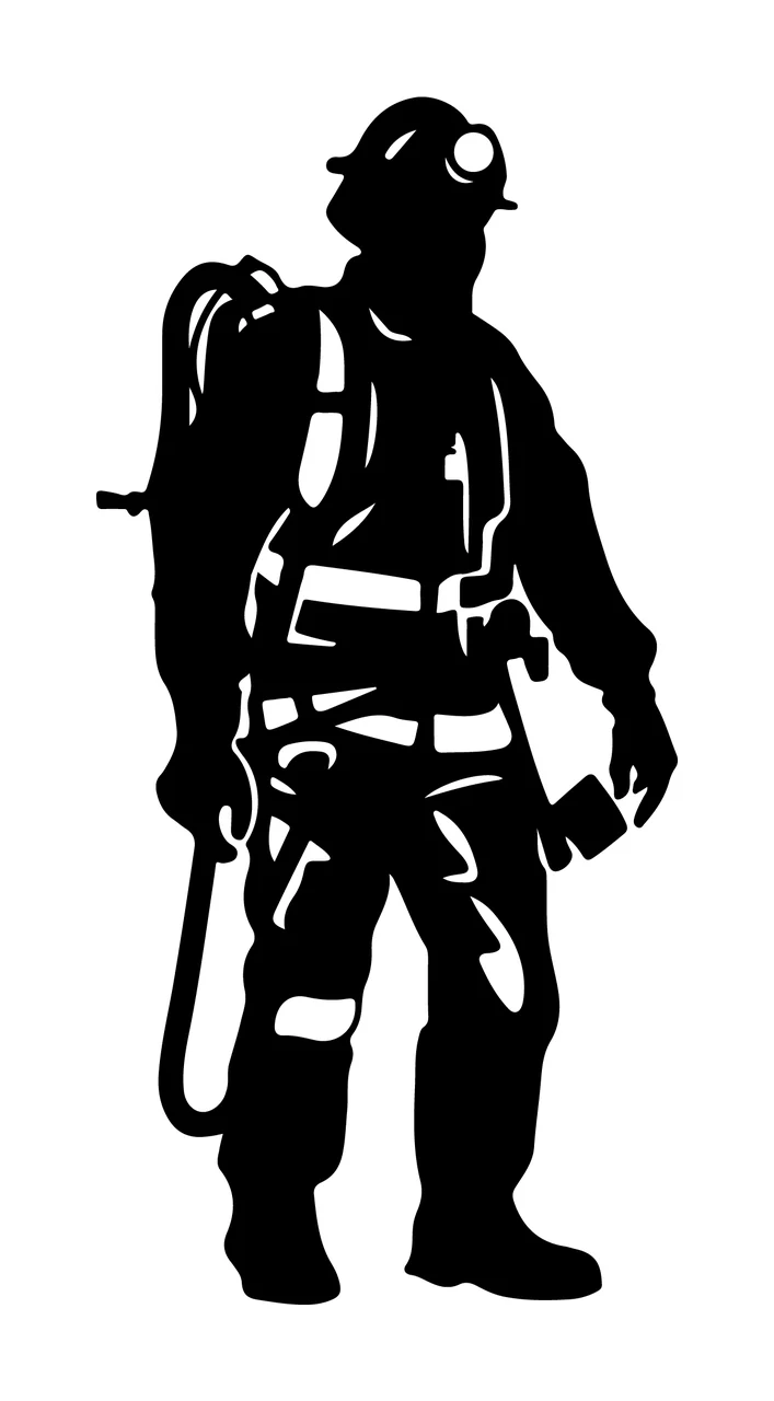 Safety Equipment Silhouette Standing Figure worker helmet harness