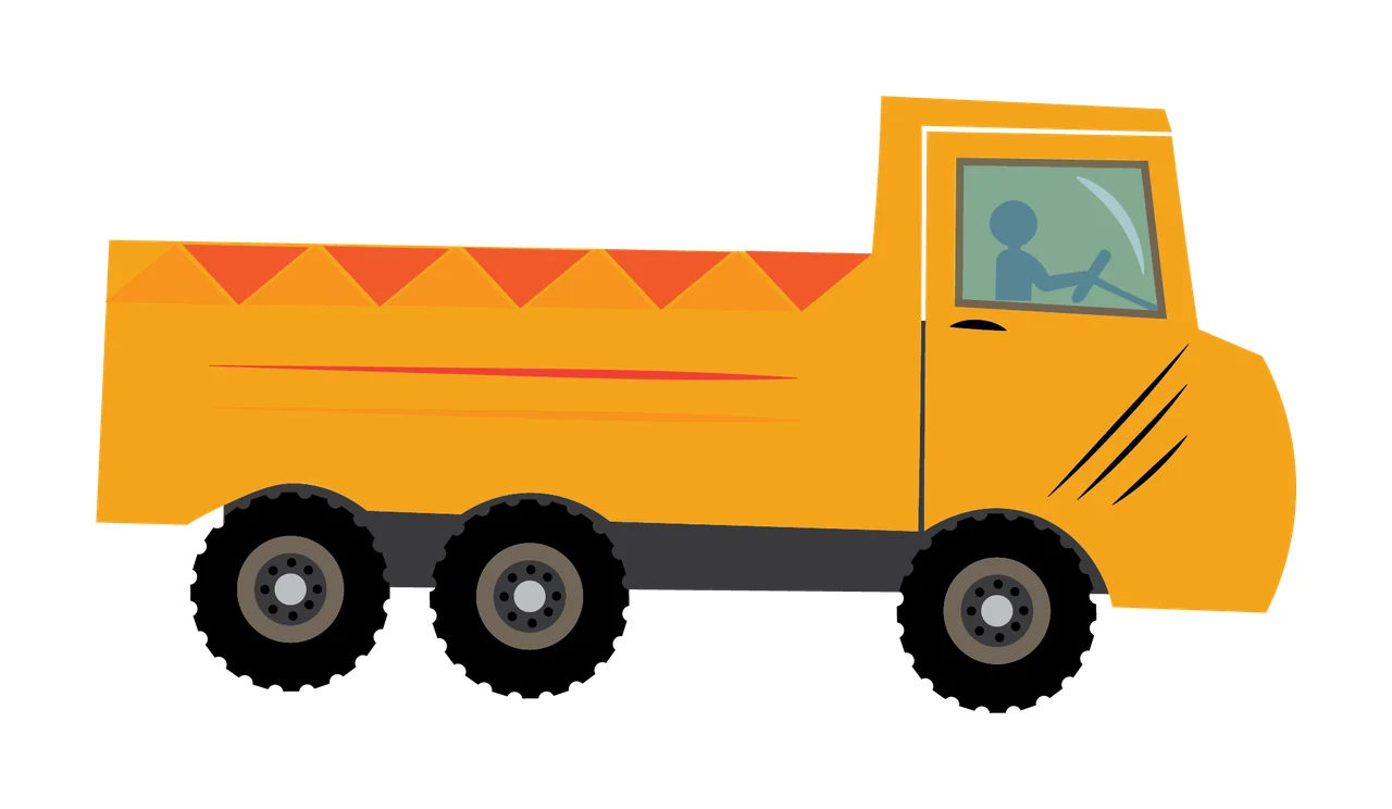 Truck Silhouette With Three Wheels side view window frame minimalist