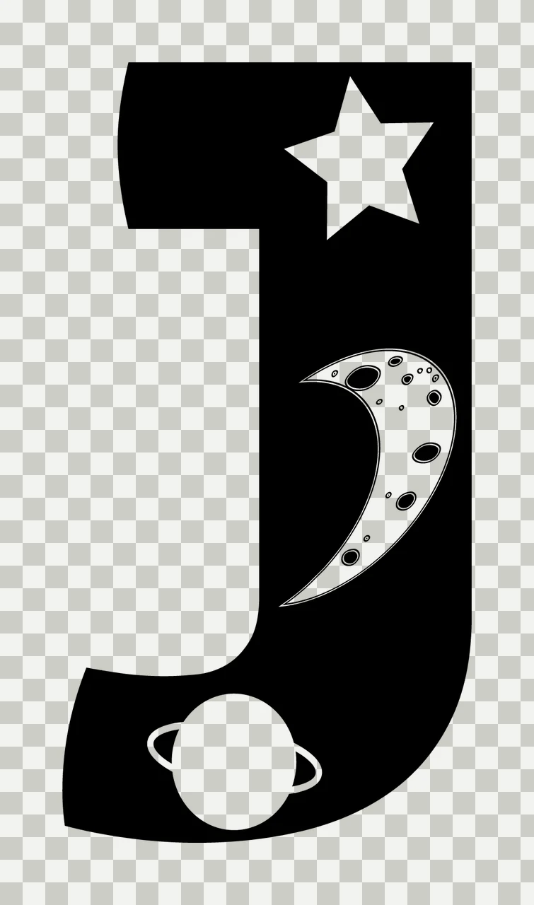 Space J Letter Decorate With Star And Moon transparency and detail preview thumbnail
