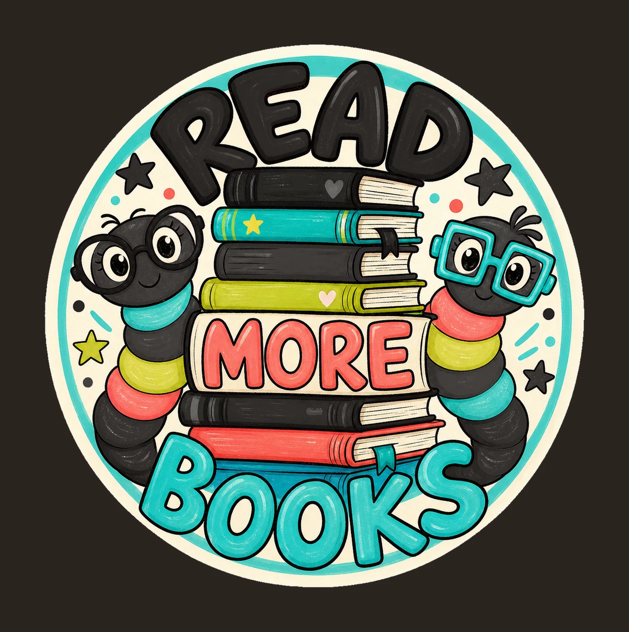 Book Lover Reading Worm Preppy sublimation Variation B contrast preview thumbnail