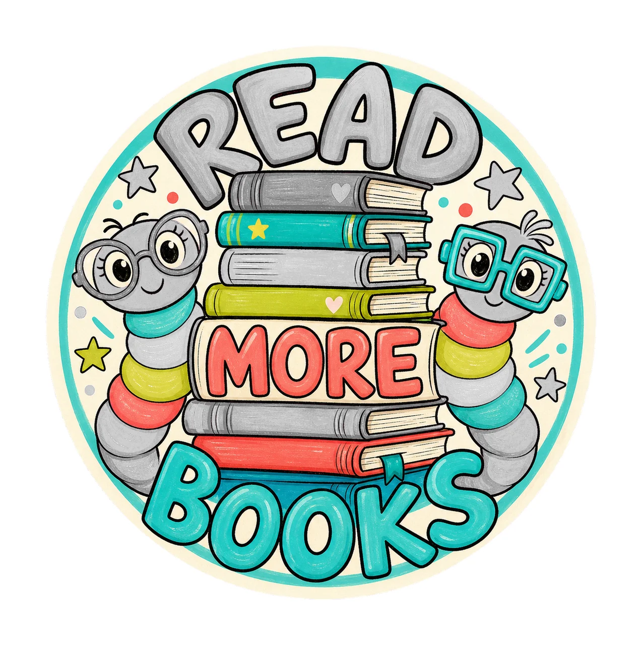 Book Lover Reading Worm Preppy sublimation Variation B