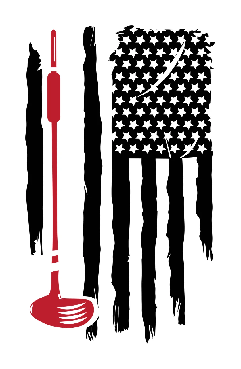Golf Flag Distressed Graphic With Club And Vertical integrated into
