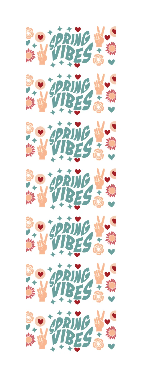 Spring Vibes Peace Sign Pattern flower heart star bold typography