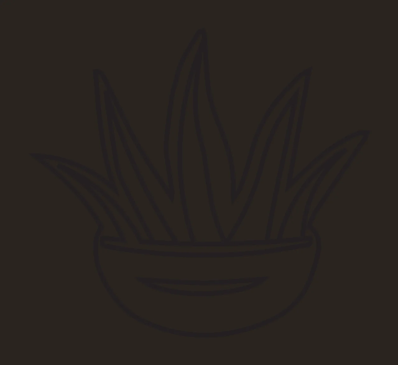 Potted succulent plant Illustration with pointed leaves, bowl-shaped pot and line art in black and white contrast preview thumbnail