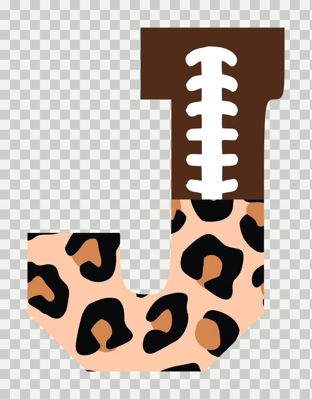 J Letter Pattern Split With Lacing And Leopard transparency and detail preview thumbnail