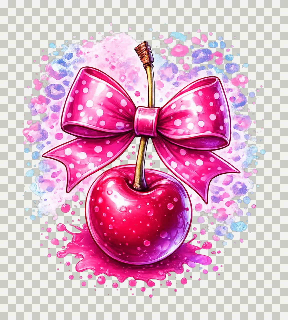Cherry Bow for Coquette Aesthetics Soft Girl Style Feminine transparency and detail preview thumbnail