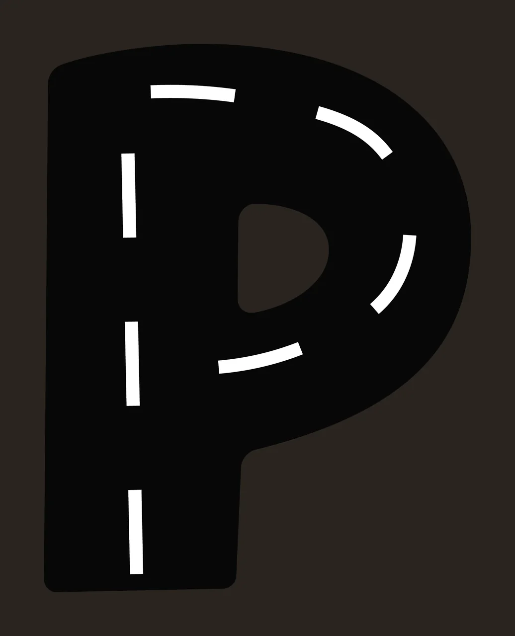 Can Glass Wrap P Letter With Road Markings contrast preview thumbnail