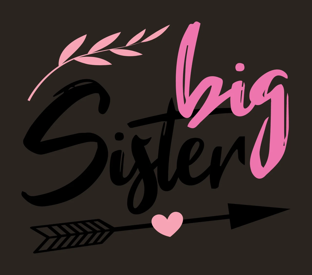 Big Sister Cursive Calligraphy With Decorative Leaves leaf branch contrast preview thumbnail