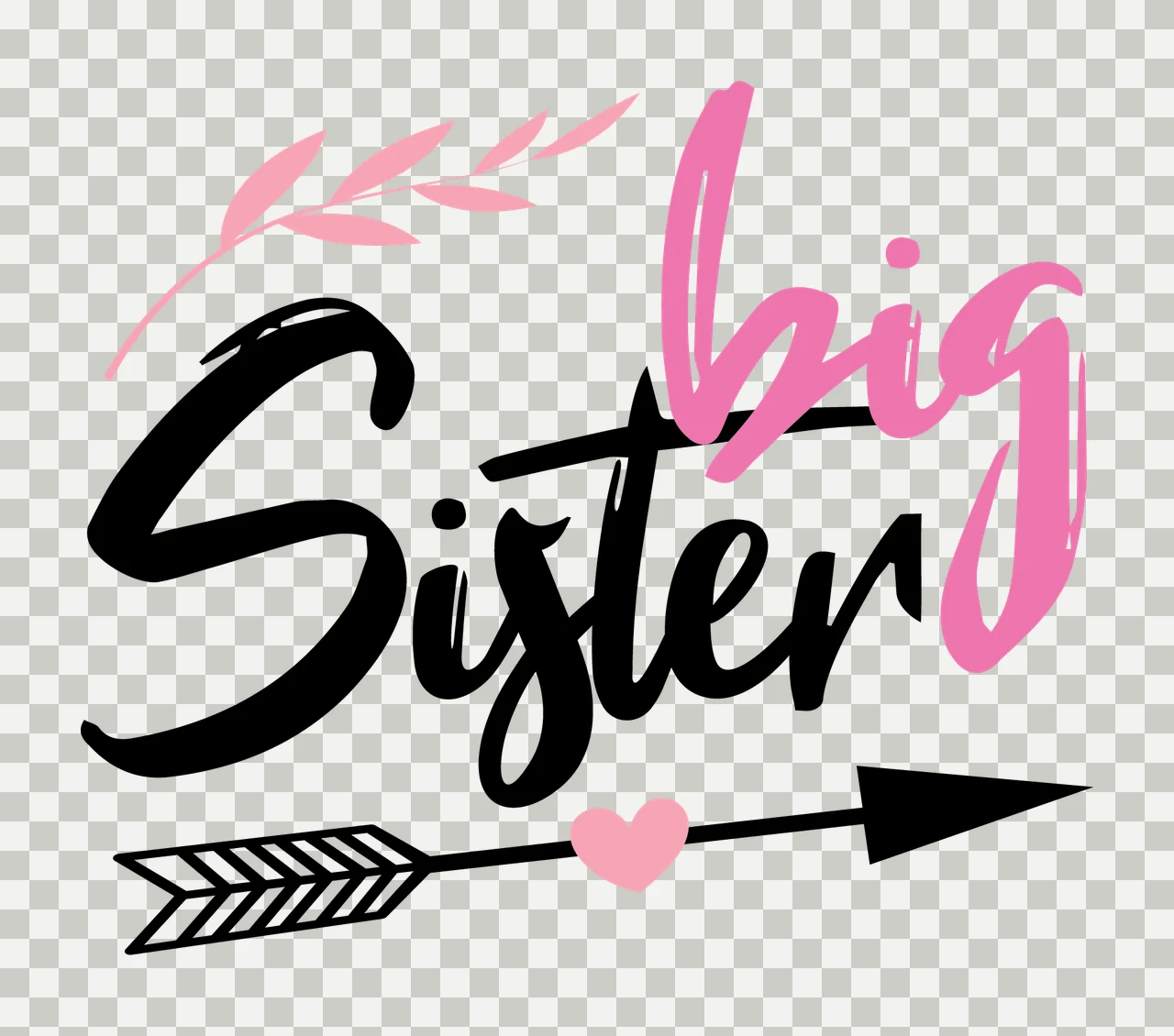 Big Sister Cursive Calligraphy With Decorative Leaves leaf branch transparency and detail preview thumbnail
