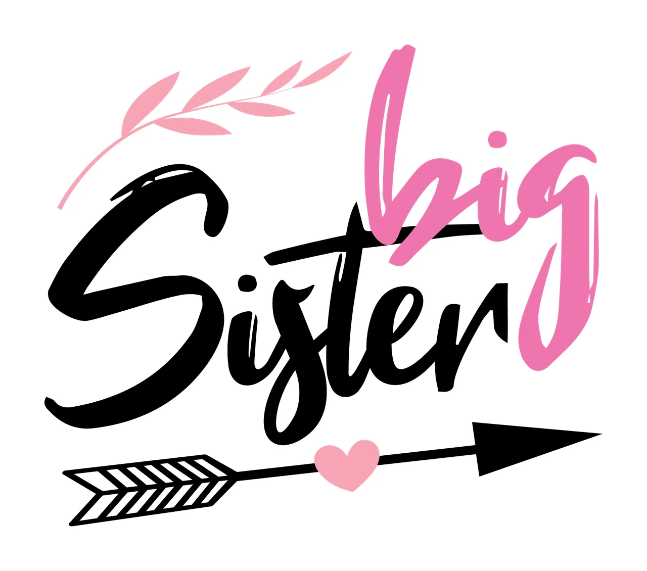 Big Sister Cursive Calligraphy With Decorative Leaves leaf branch