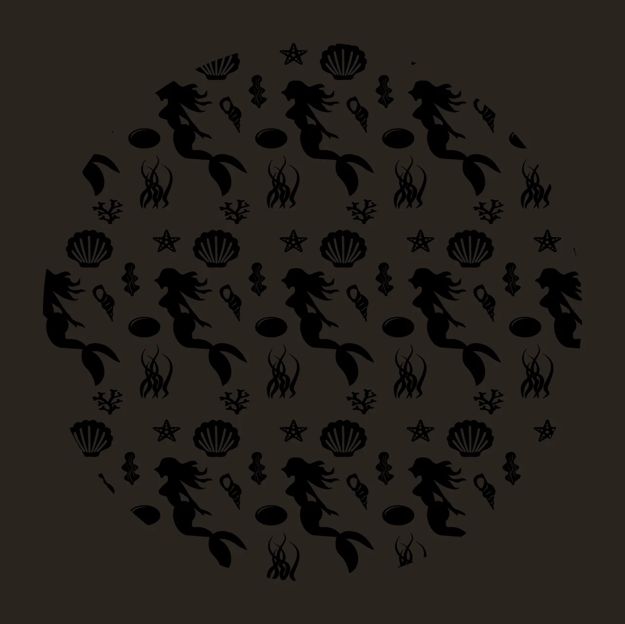 Keychain Mermaid And Seashell Seamless Pattern Design starfish contrast preview thumbnail