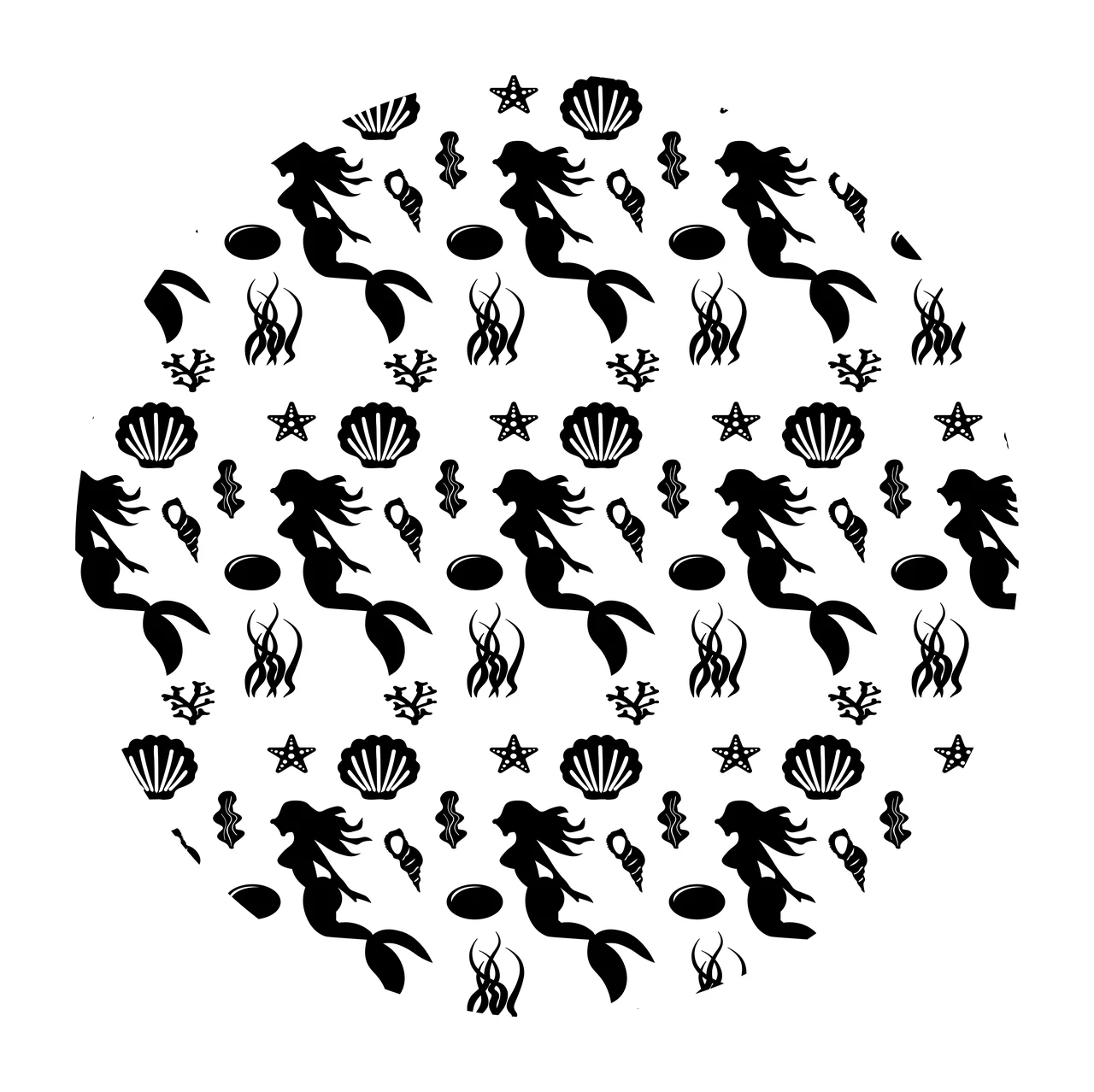 Keychain Mermaid And Seashell Seamless Pattern Design starfish