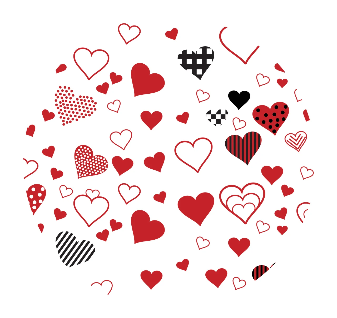Keychain Circular Background With Outline Hearts circle patterned