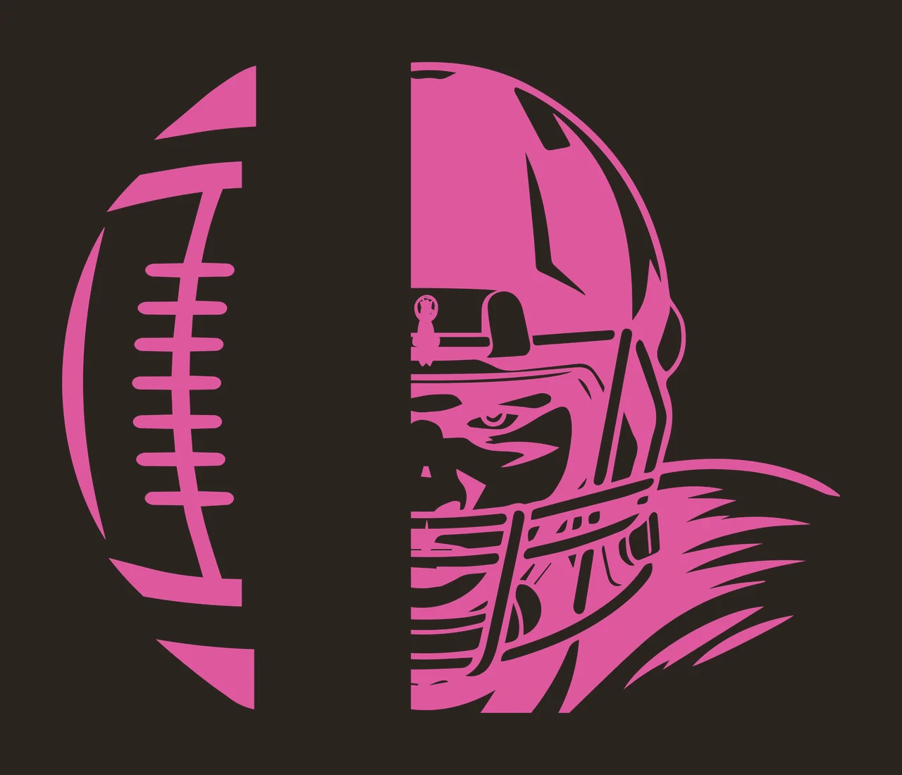 Football Split Helmet And Ball Icon black white sport monochrome contrast preview thumbnail