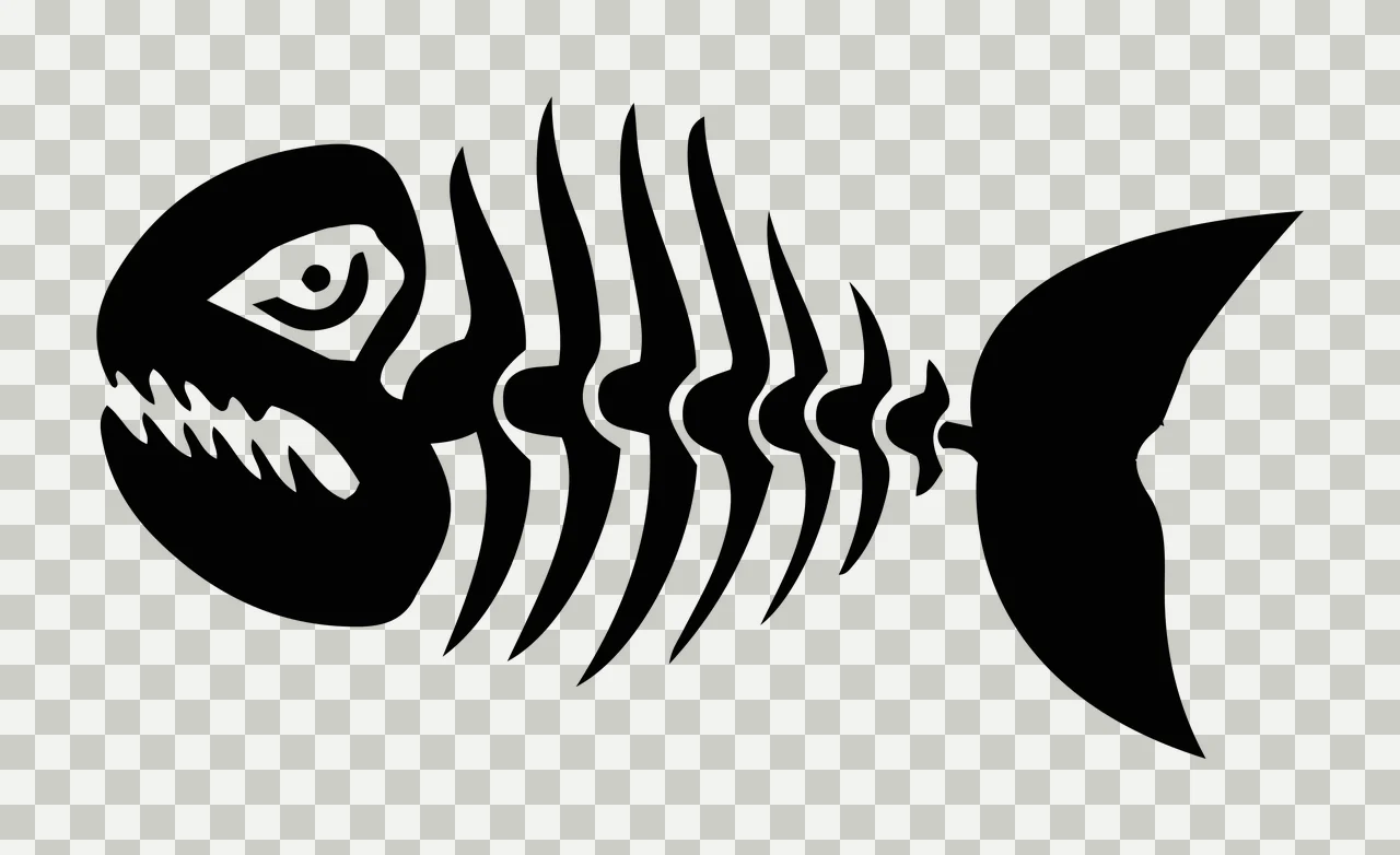 Bones Black Silhouette Of A Fish Skeleton stationary skull transparency and detail preview thumbnail