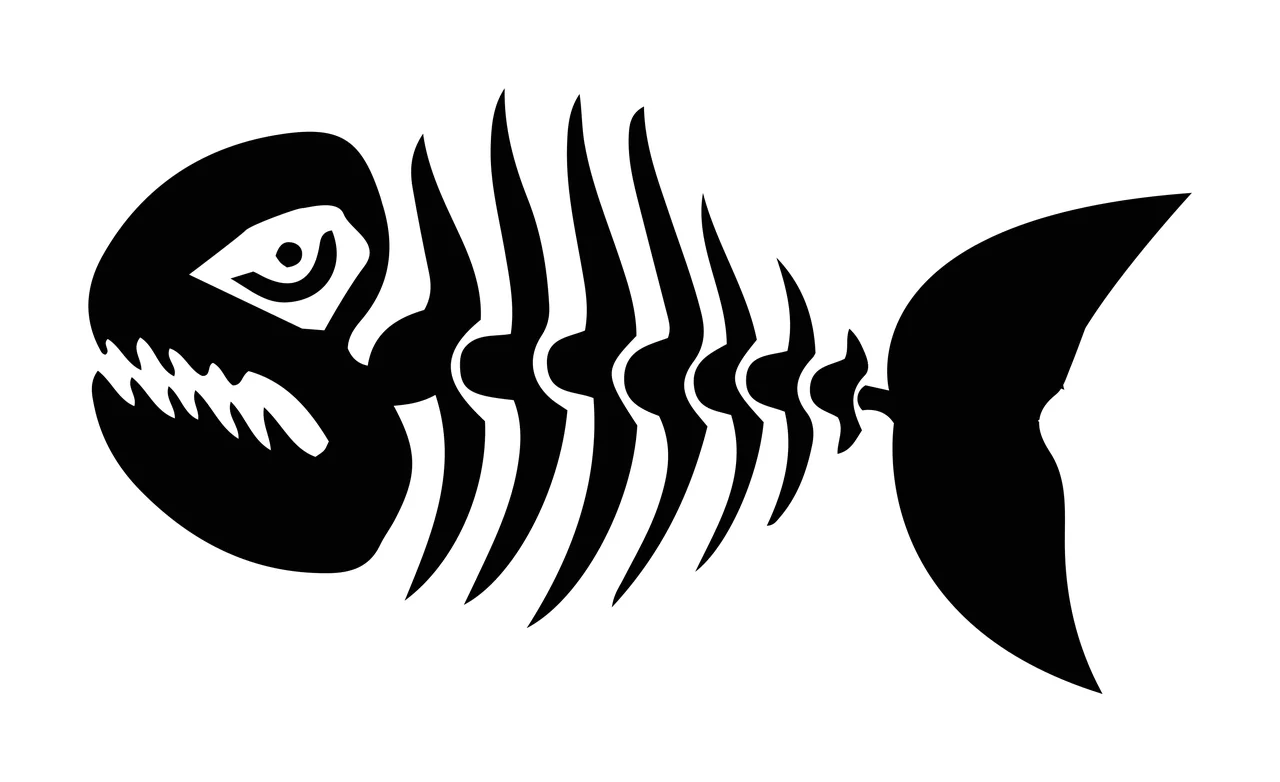 Bones Black Silhouette Of A Fish Skeleton stationary skull