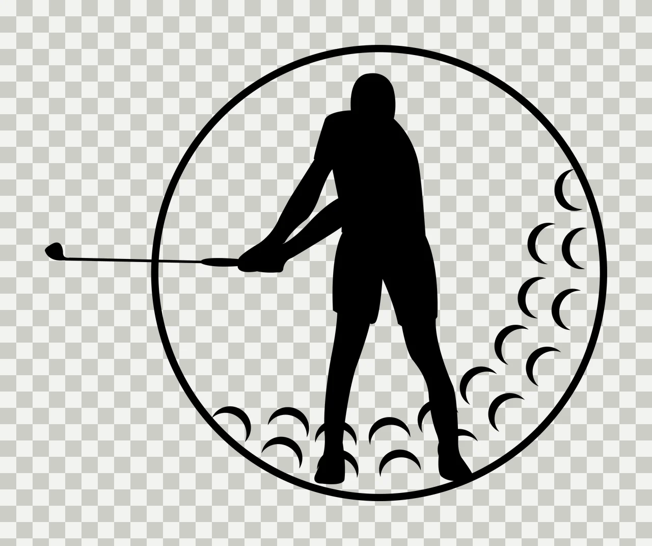 Golf Golfer Swinging Club Inside A Circular Patterned circle transparency and detail preview thumbnail