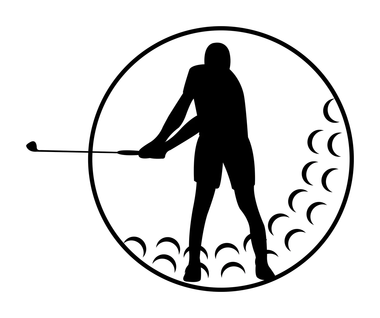 Golf Golfer Swinging Club Inside A Circular Patterned circle