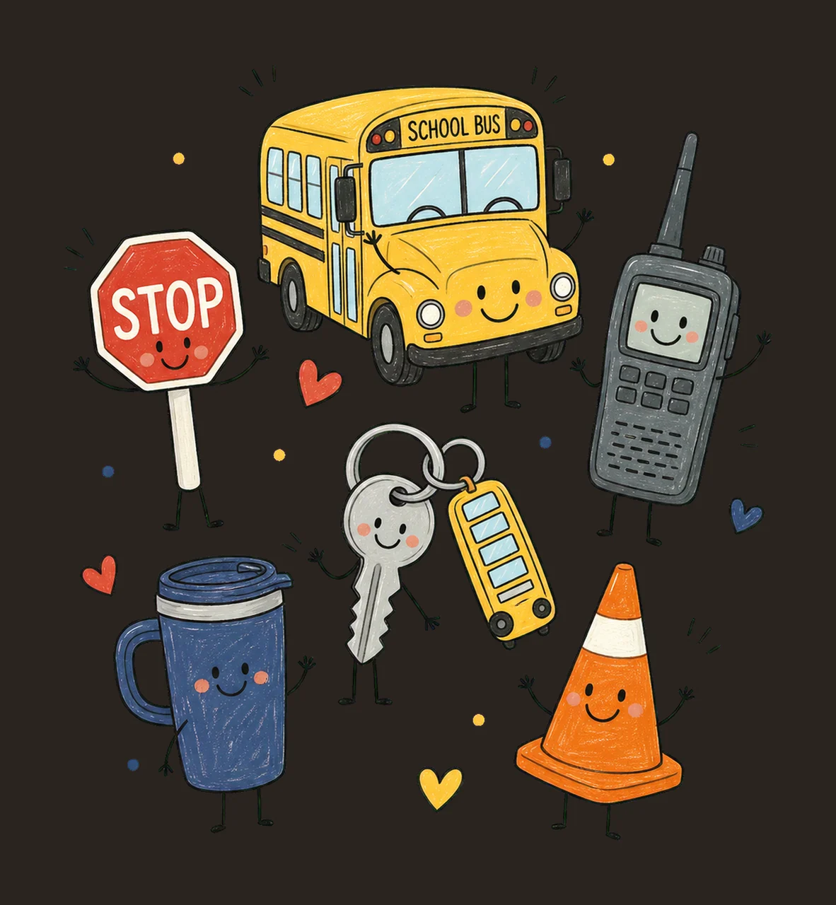 Bus Driver Doodle Character School Bus Driver Variation C contrast preview thumbnail