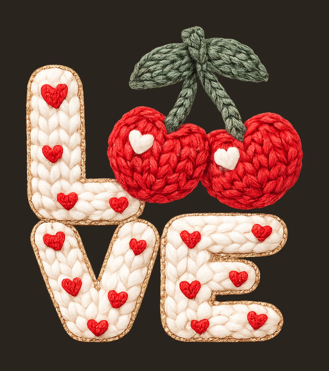 Love Cherry Yarn Valentines Design Cute Heart Artwork contrast preview thumbnail