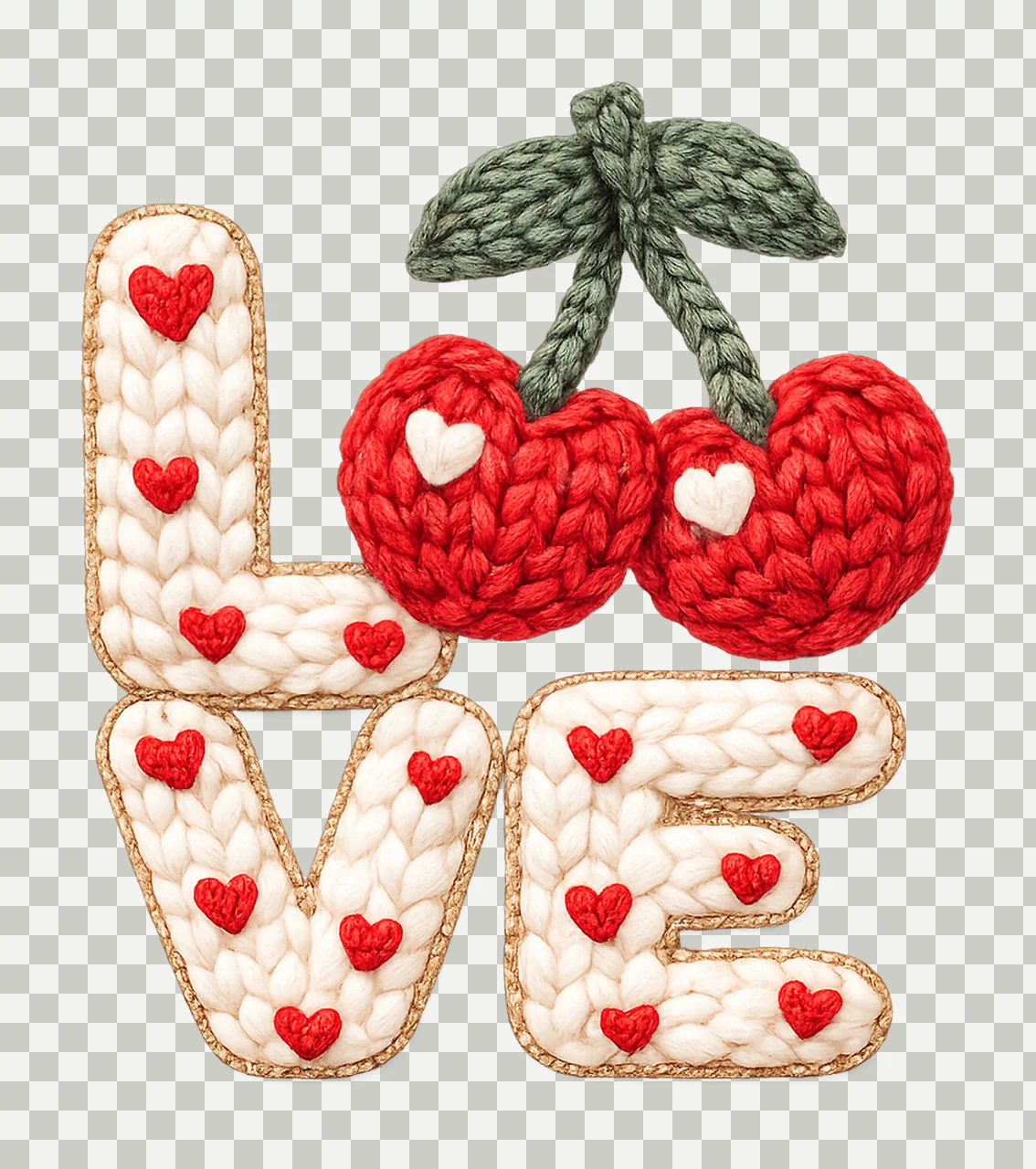 Love Cherry Yarn Valentines Design Cute Heart Artwork transparency and detail preview thumbnail
