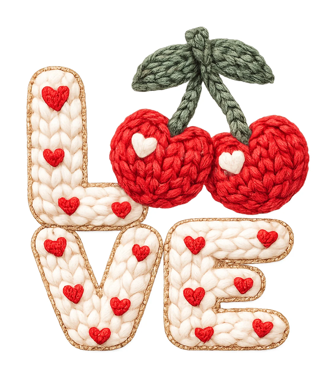Love Cherry Yarn Valentines Design Cute Heart Artwork