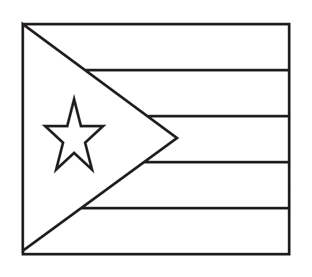 Line Drawing Of Striped Flag outlined star stripe black white