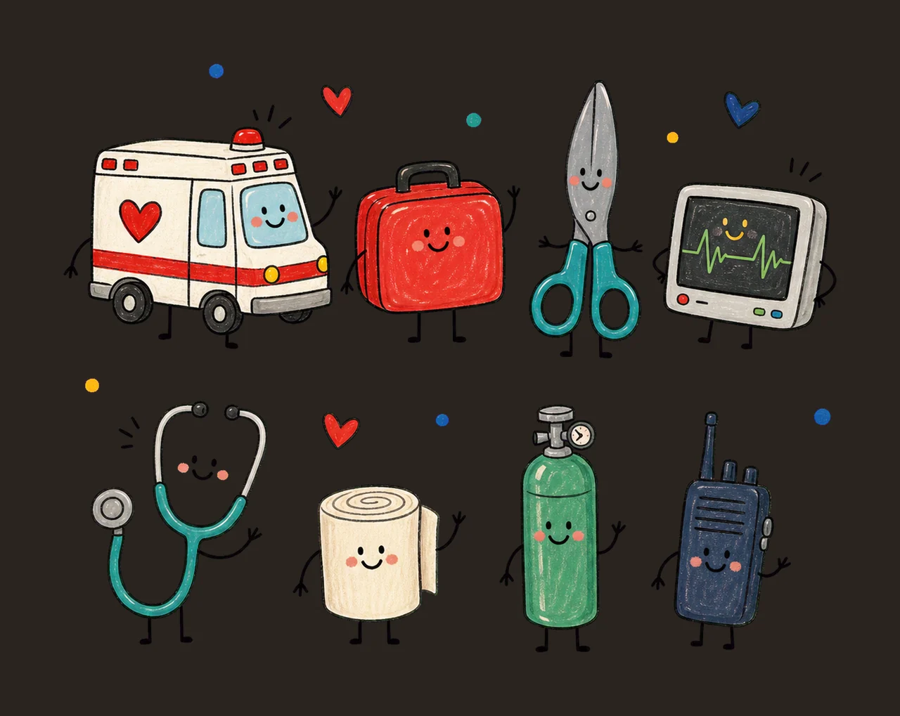 EMT Doodle Character Emergency Medical Variation B contrast preview thumbnail