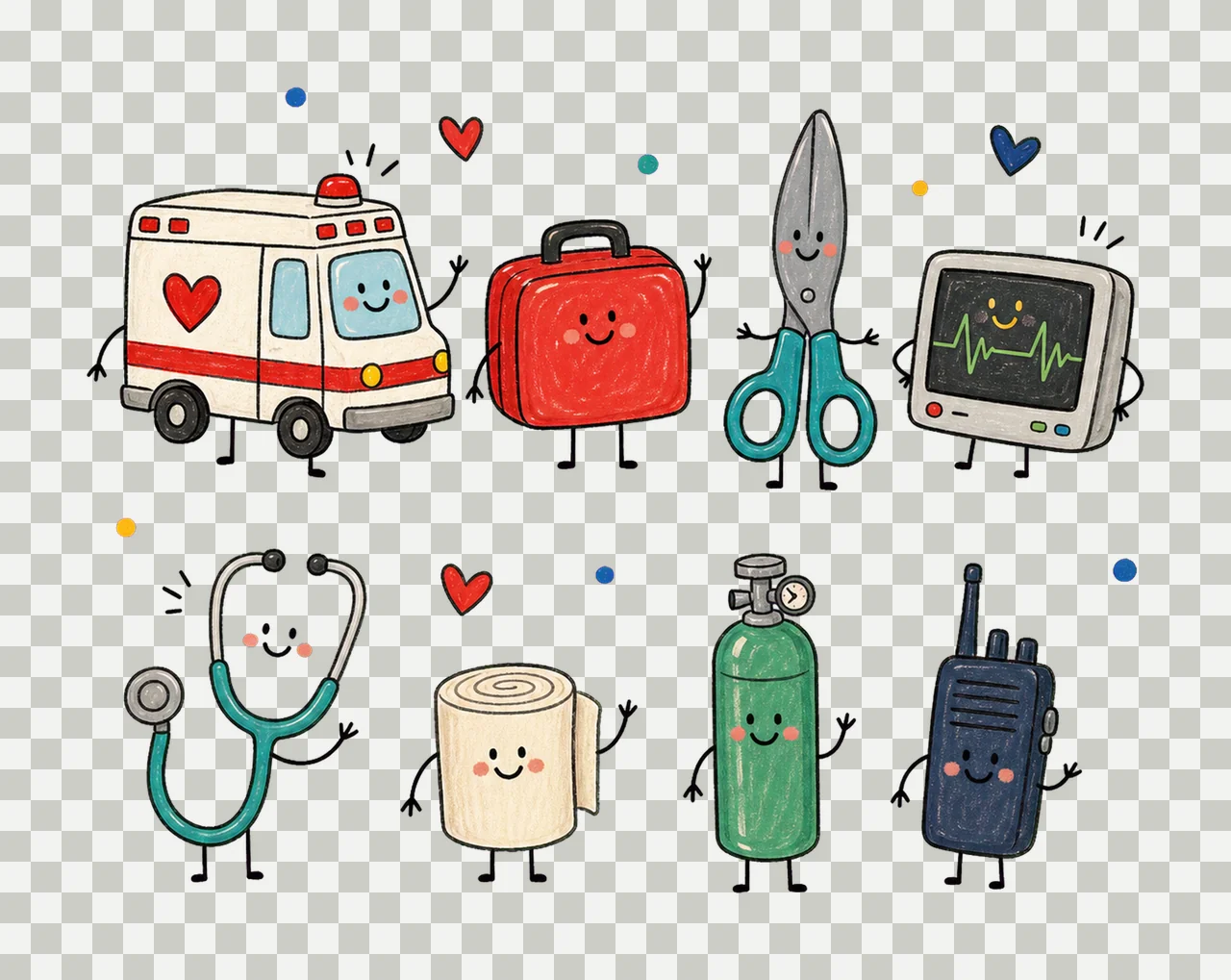 EMT Doodle Character Emergency Medical Variation B transparency and detail preview thumbnail