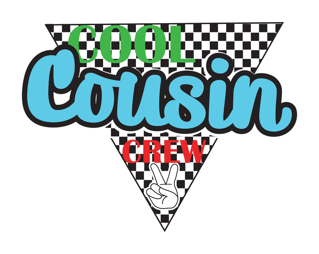 Cousin Text Label In Triangle bubble black plain typography