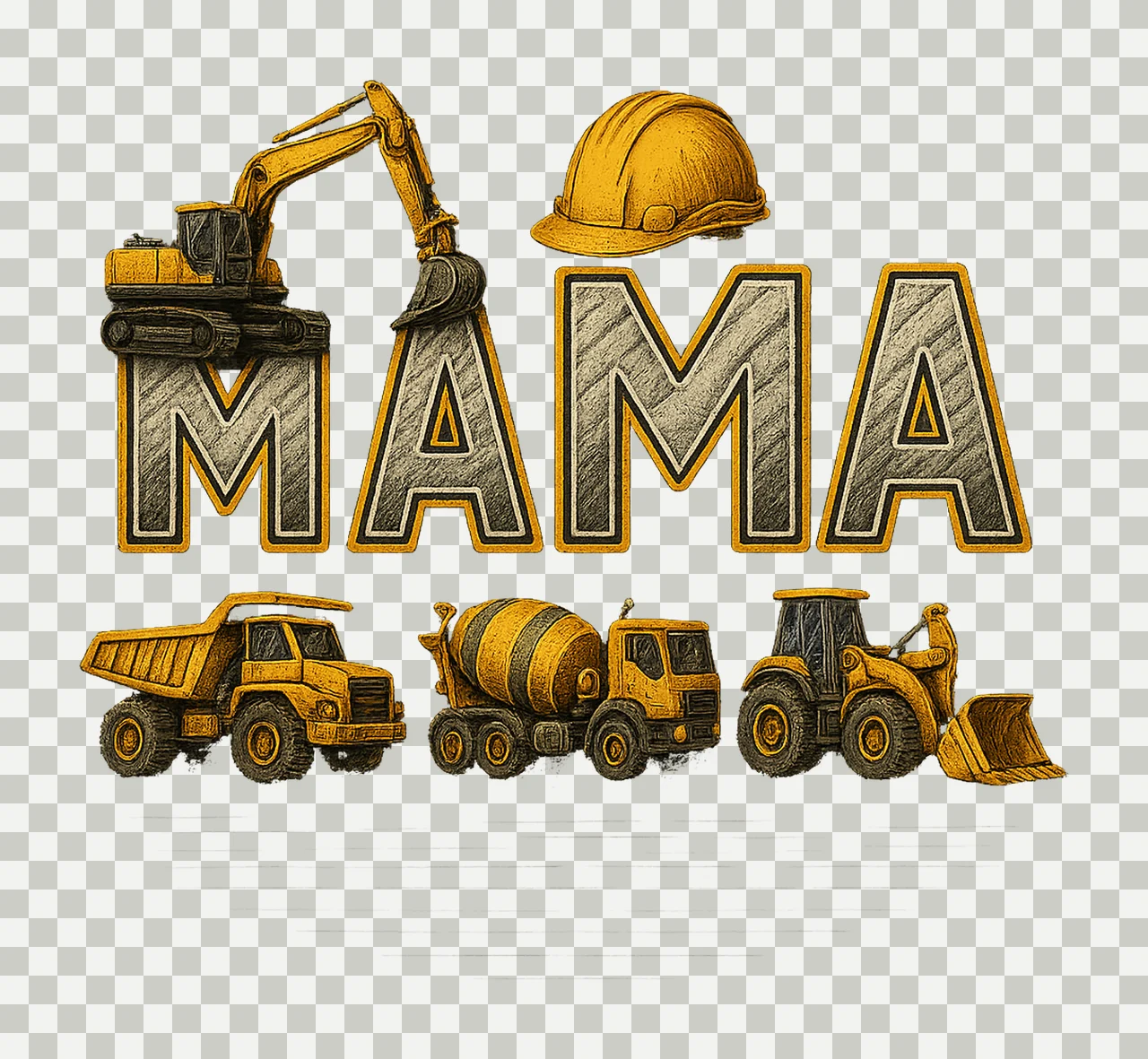 Construction Crew Bulldozer Excavator Tee Family Outfit transparency and detail preview thumbnail