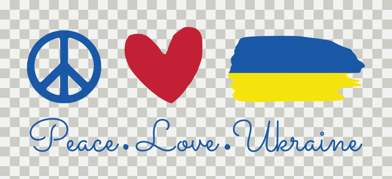 Peace Love Ukraine Symbol Icons sign heart and brush stroke transparency and detail preview thumbnail