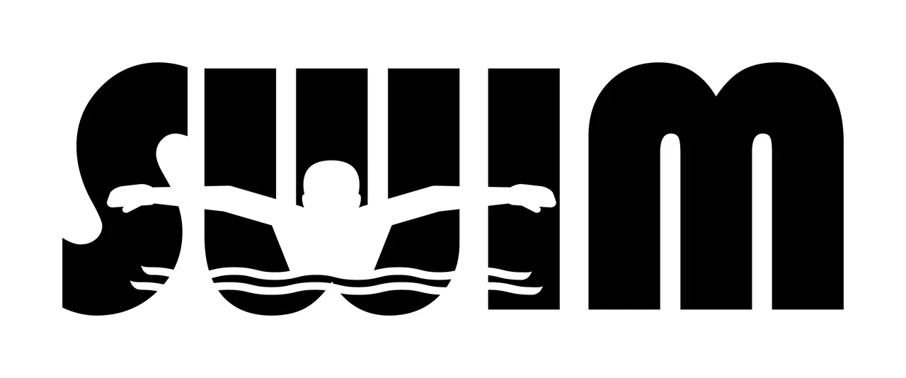 Swim Lettering With Pool Water Ripple ripples typography silhouette