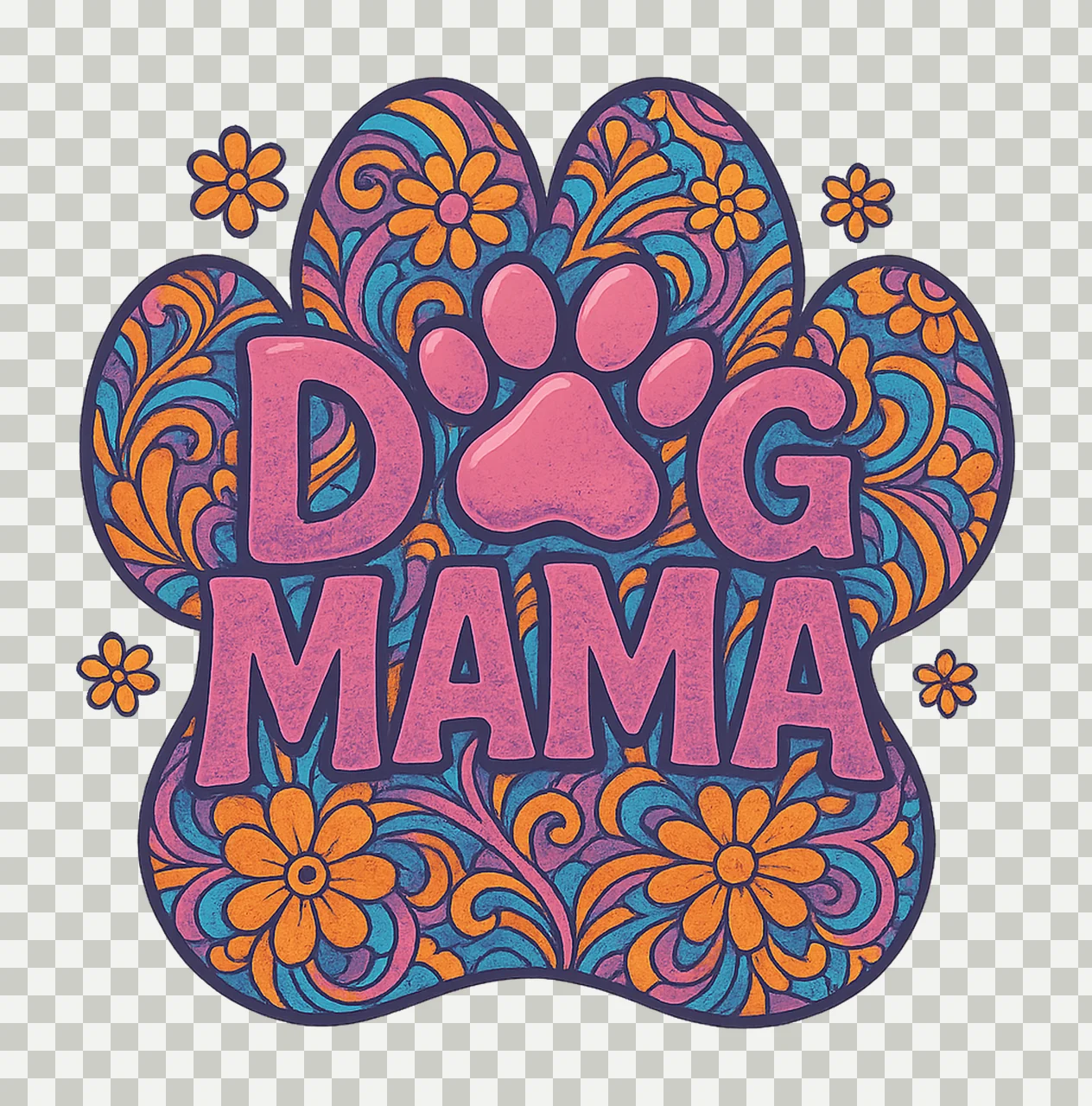 Dog Mama Preppy Dog Mom Flower Design Glitter Coquette Mom transparency and detail preview thumbnail