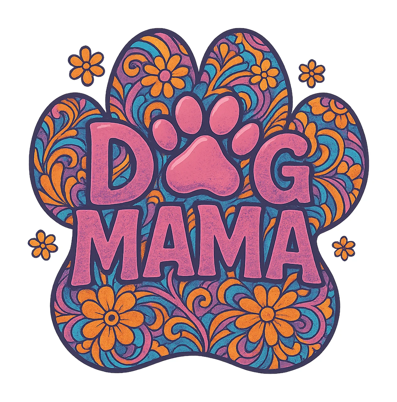 Dog Mama Preppy Dog Mom Flower Design Glitter Coquette Mom
