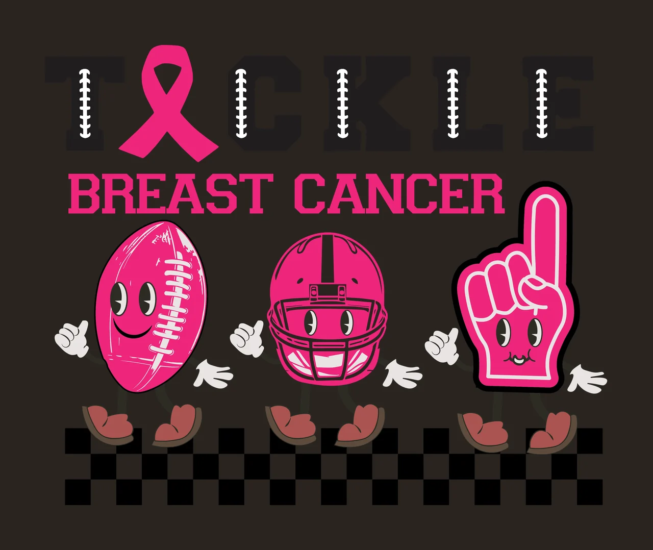Tackle Breast Cancer Text With Football Helmet and sports equipment contrast preview thumbnail