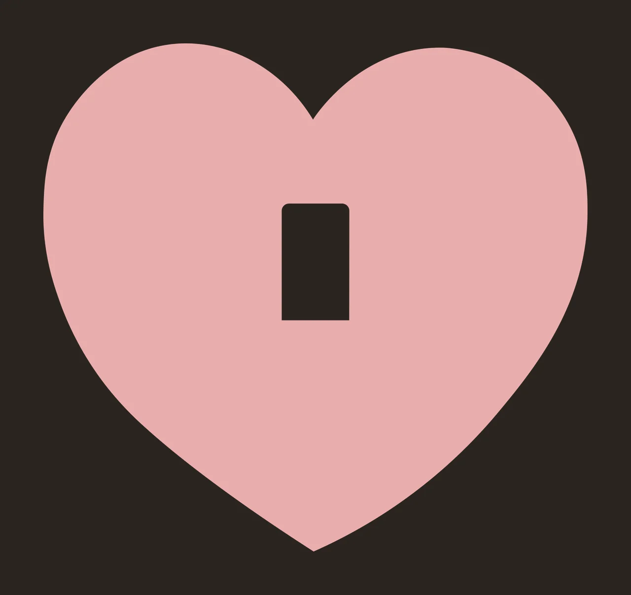 Light pink heart icon Illustration with heart shape, vertical cutout and rectangle shape in white contrast preview thumbnail