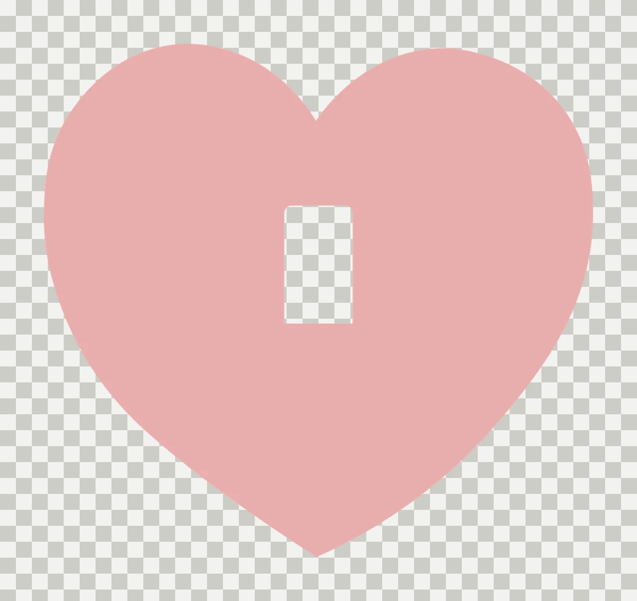Light pink heart icon Illustration with heart shape, vertical cutout and rectangle shape in white transparency and detail preview thumbnail