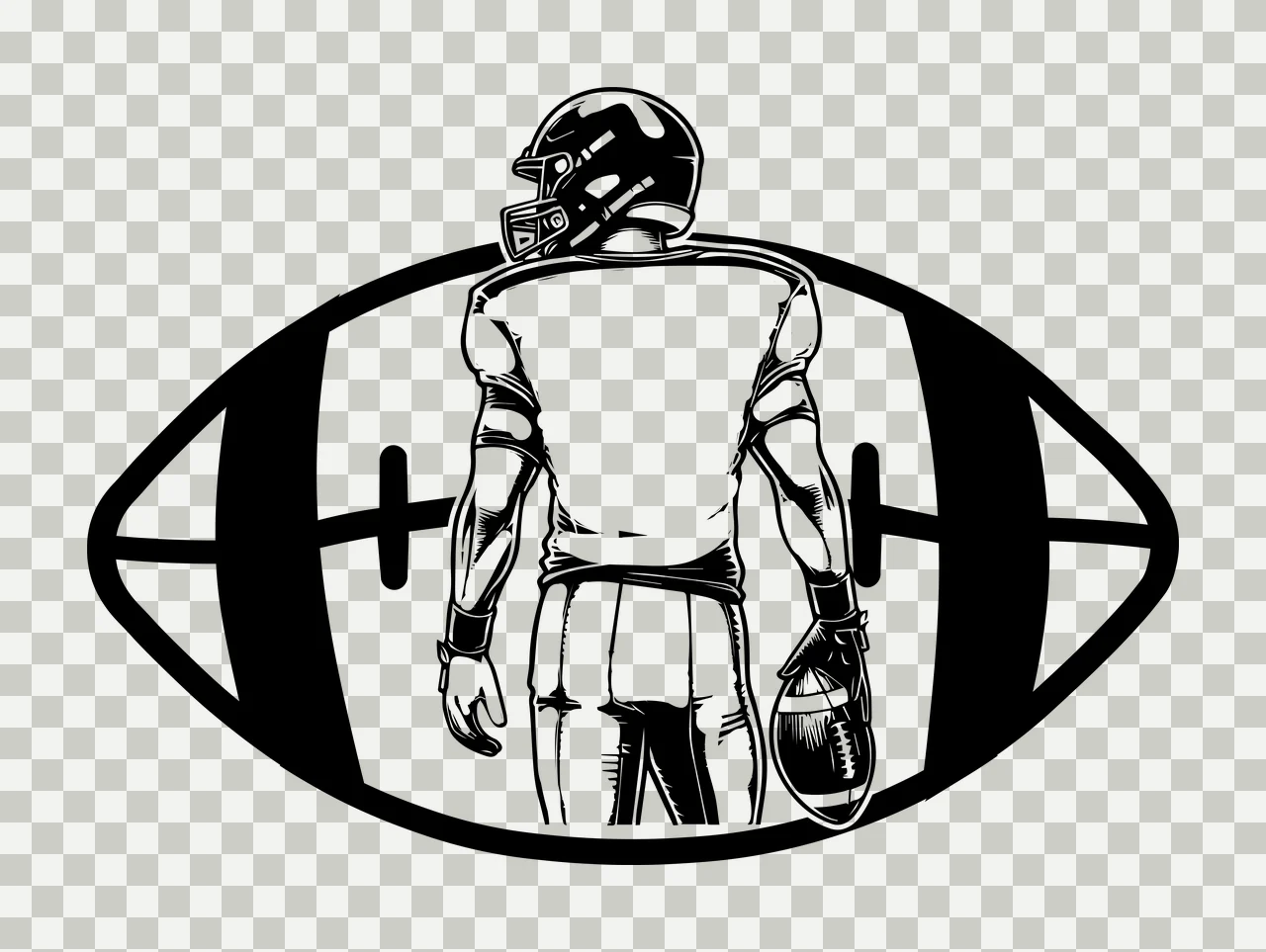 Football Player Player Ball Standing Behind Silhouette helmet transparency and detail preview thumbnail