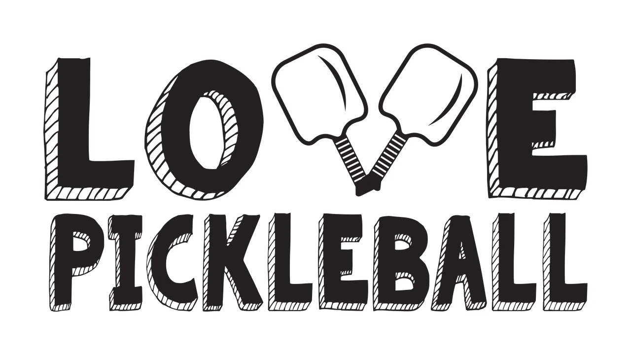 Love Pickleball Paddles Text Graphic Crossed bold typography