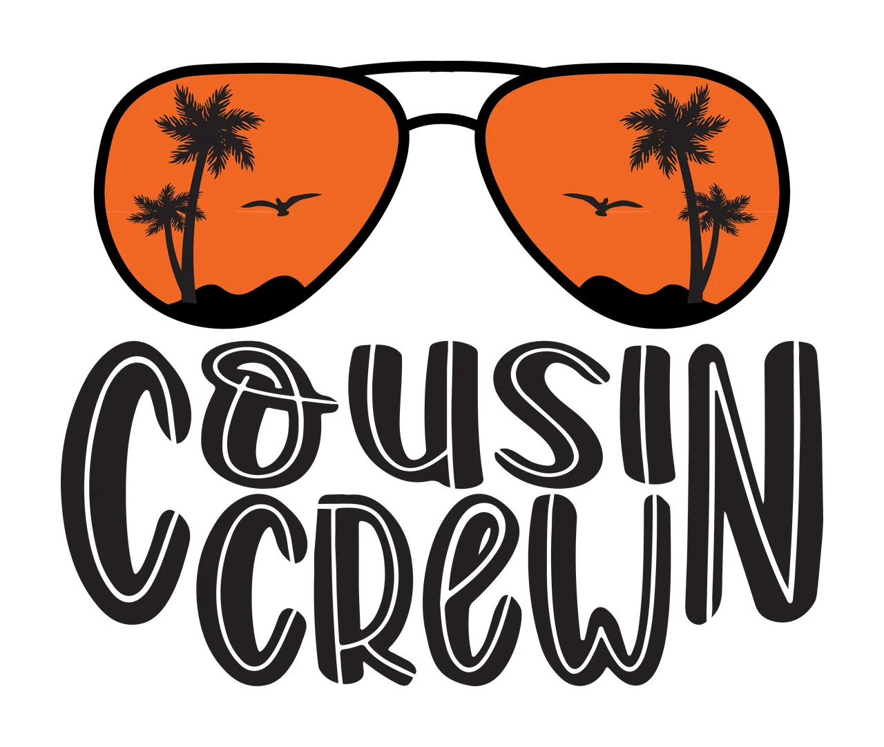 Cousin Crew Text With Aviator Sunglasses wearing black white